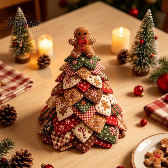 Creative Christmas Gifts for Crafters DIY Quilted Tree Kit, 3D Fabric Patchwork Craft Set Holiday Decorations Beginners, Handmade Tabletop Decor with