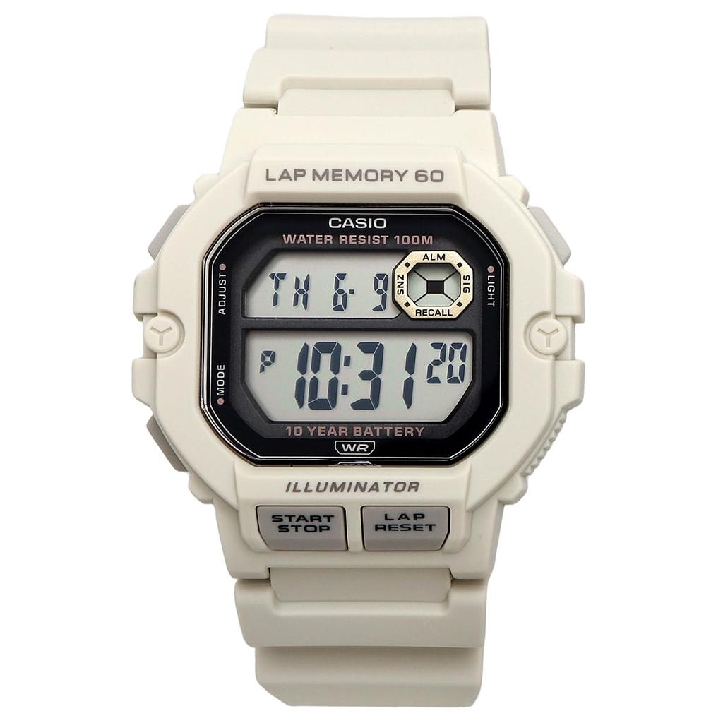Casio Sports Gear Digital Men's Watch WS-1400H-8AV 60-Lap Memory Overseas Model Matte Ivory