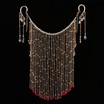 Antiker Stil Hanfu Gesichtsschleier mit Quastenohrringen und Kopfschmuck - Super Feenhaftes Zubehörset