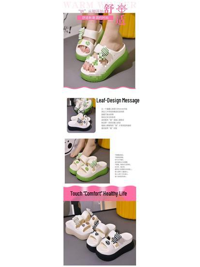 Women's Thick-Soled Cartoon Bear Slippers - Casual Home and Outdoor Summer Sandals, Height-Enhancing Design