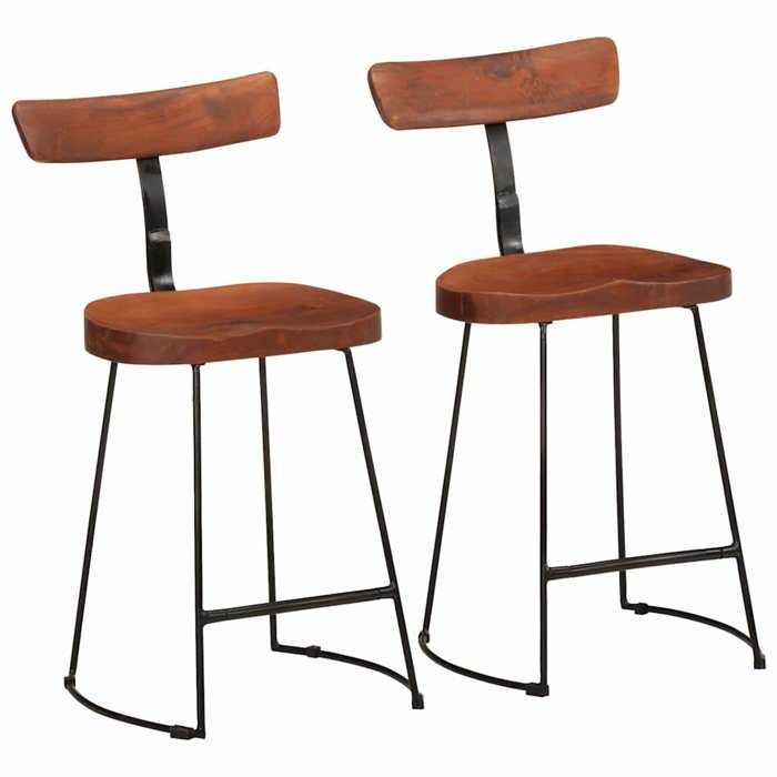 VidaXL Bar Stools Set of 2 49x43x79 Cm Solid Mango Wood, Chair, Kitchen Bar Chair, Bistro Chair 4013526