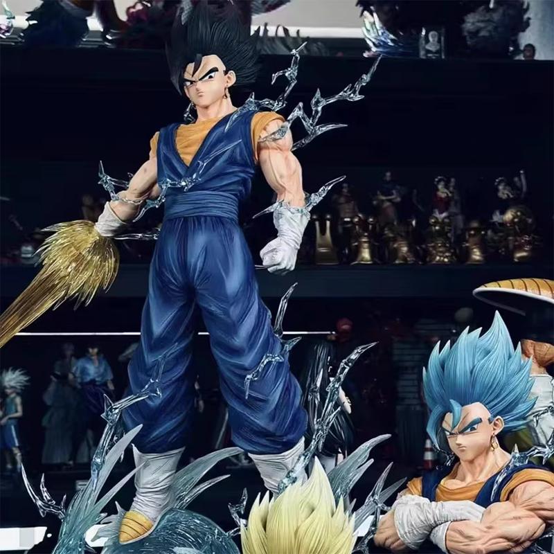 

Genuine Dragon Ball Z Vegetto Anime Figure 37cm Super Saiyan Figurine 3 Head Statue Model Gift Can Emit Light In Stock End of October
