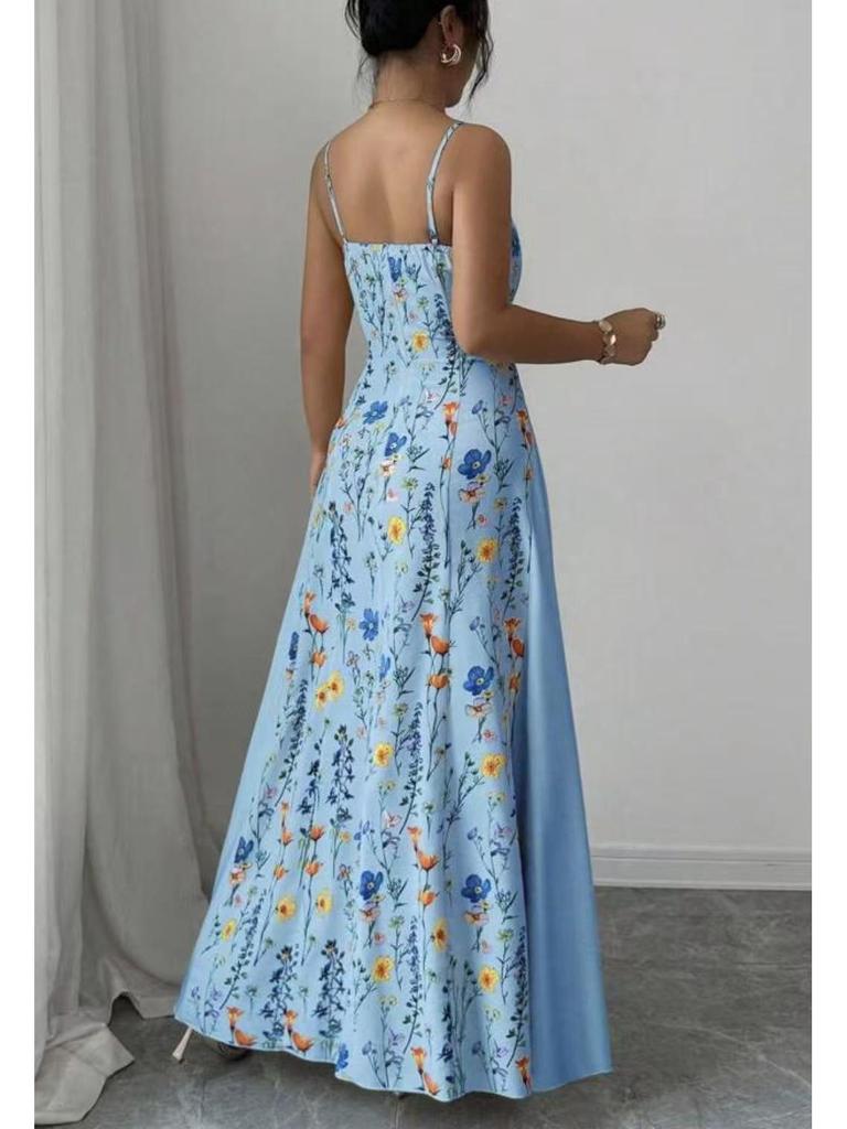 2026 European & American Summer Fashion Spaghetti Strap Print Dress
