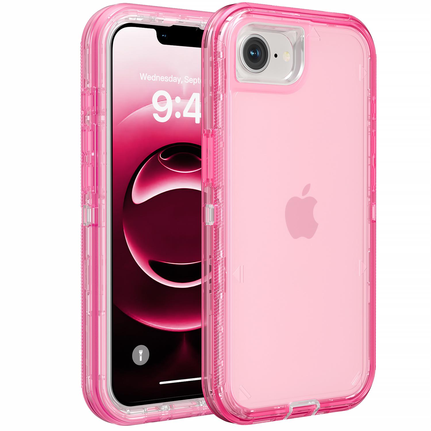 

For iPhone 16e Case 3 in 1 Detachable Shockproof TPU+PC Phone Back Cover Transparent Red