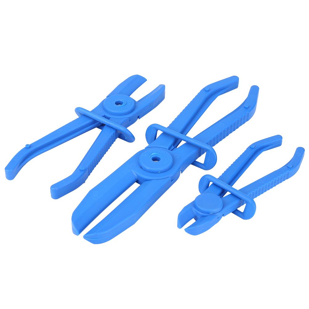 3Pcs Plastic Flexible Hose Clamp Tool Set Brake Fuel Water Line Clamps Plier Kit Blue