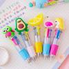 Cute 4-Color Ballpoint Pen Animal Toppers Retractable Cartoon Pens 0.7mm Tip Novelty Writing Pen for School Supplies