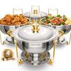 VEVOR Conjunto de Chafing Dish para Buffet, Pacote com 4 unidades de 5 Qt, Chafer de Aço Inoxidável com 4 Travessas de Tamanho Completo