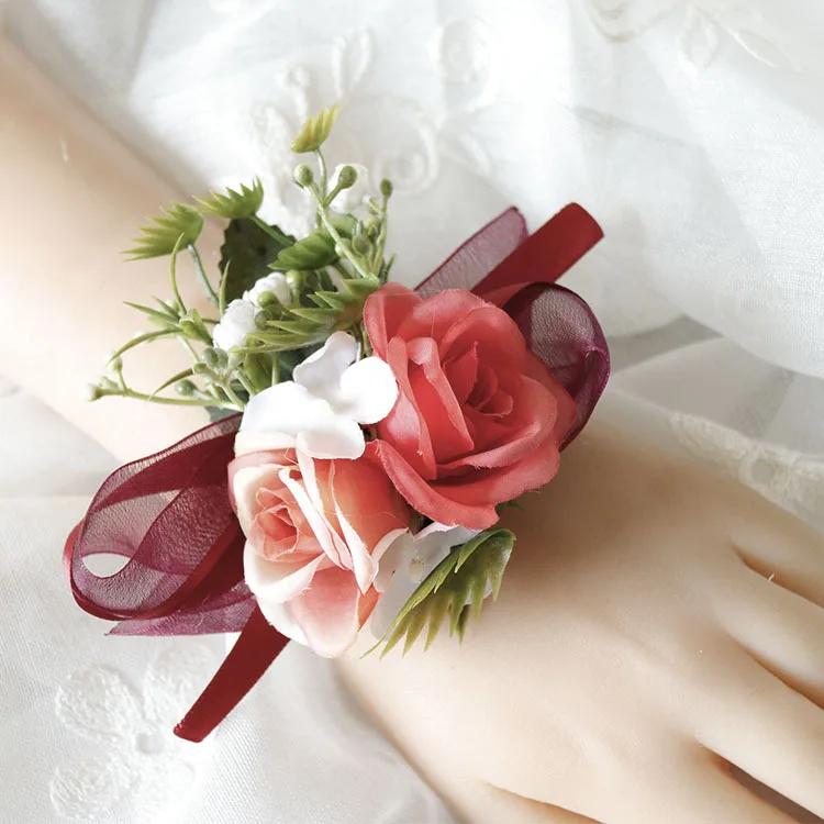 Meldel Corsage Men Wedding Rustic Boutonniere White Bridal Wrist Corsage Bridesmaid Groomsmen Party Meeting Personal Decorations