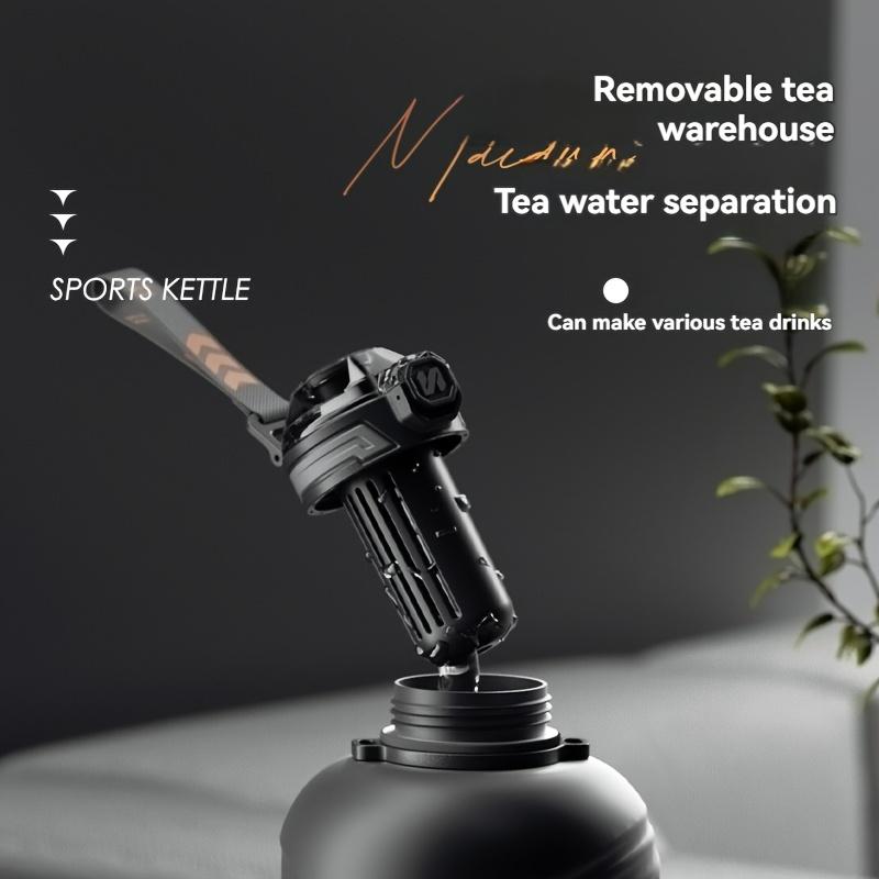 Water Bottle with Capacity Graduation, 2200ml/2600ml, with Handle and Tote, with Tea Compartment, Suitable for Fitness, Outdoor, Daily Use