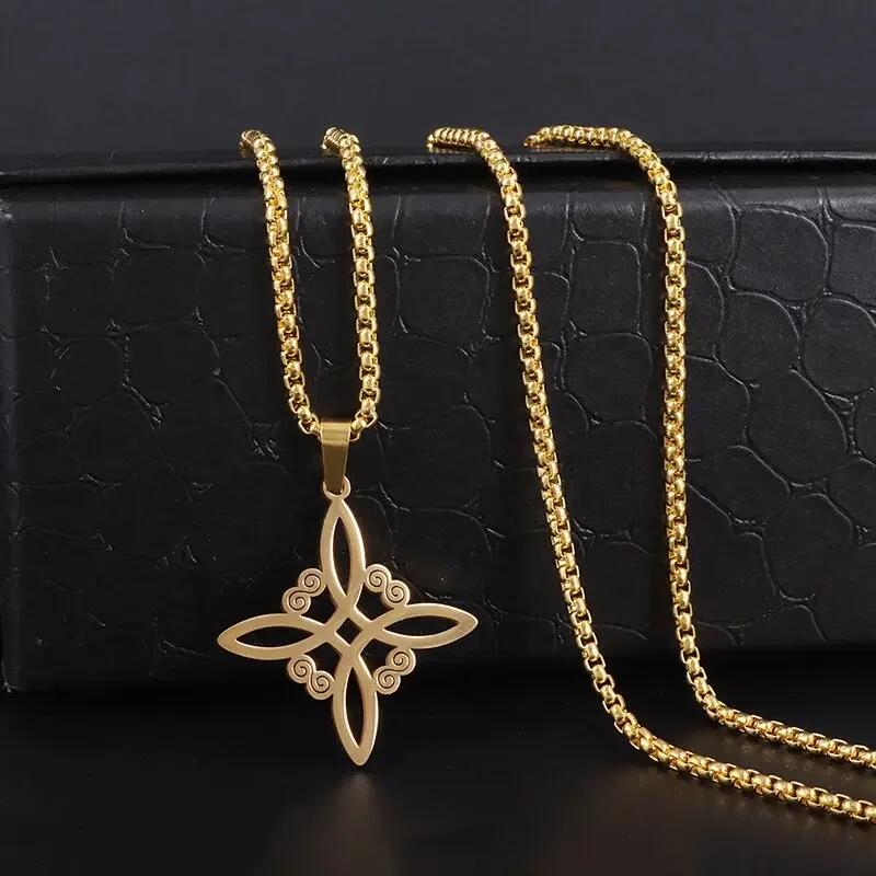 Style Trinity Celtic Knot Shield Pendant Witch Knot Necklace Men Women Irish Protection Amulet Jewelry