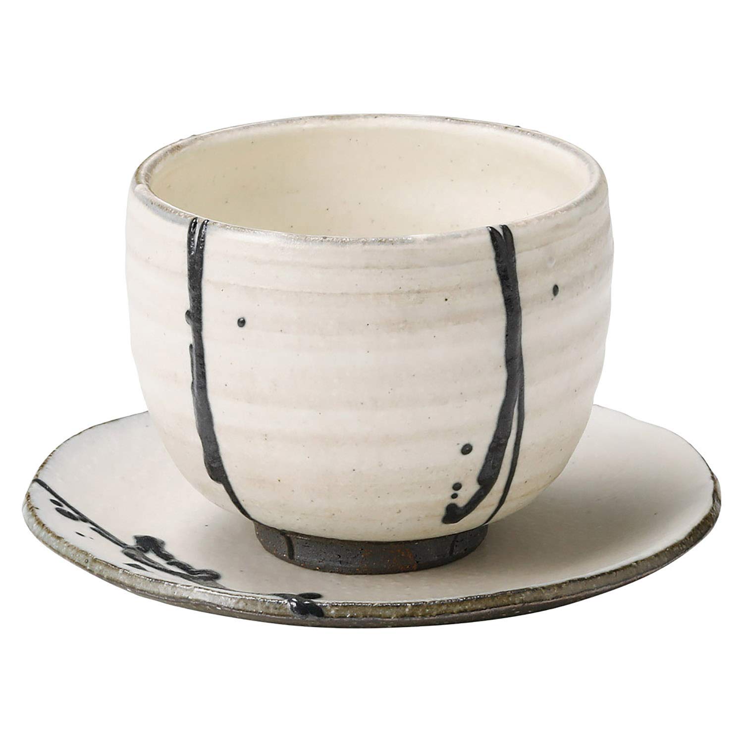 

Shigaraki Ware Hechimon Cup Saucer Black Itchin &