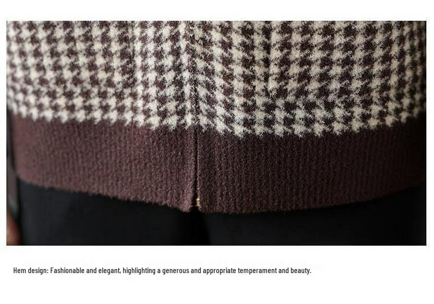 Women's Korean Houndstooth Hooded Coat - Fashionable, Age-Reversing, Casual Top for Autumn and Winter