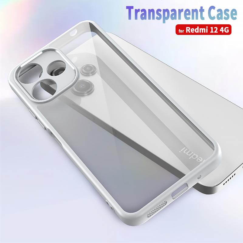 For Xiaomi Redmi 12 4G Case Clear PC Soft Back Cover Transparent Shell for Redmy Redmi12 Shockproof Lens Protect Silicone Funda