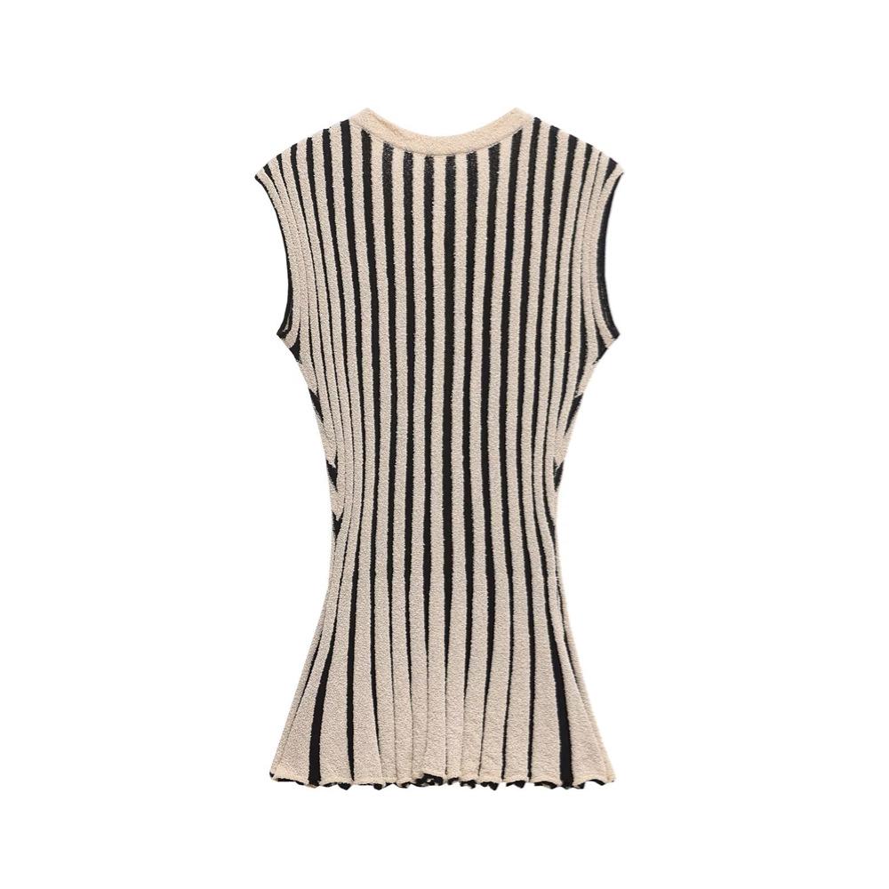 2025 Spring/Summer Women's Slim Fit Striped Sleeveless Knit Top