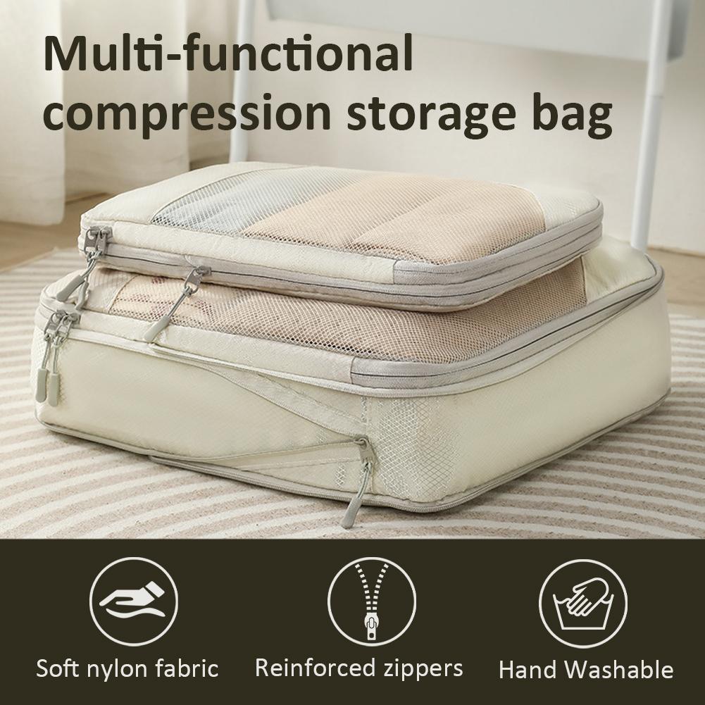 5Pcs Compressible Storage Bag with Handle Travel Organizer Bag Waterproof Lightweight Suitcase Outdoor Hiking Camping Picnic Bag