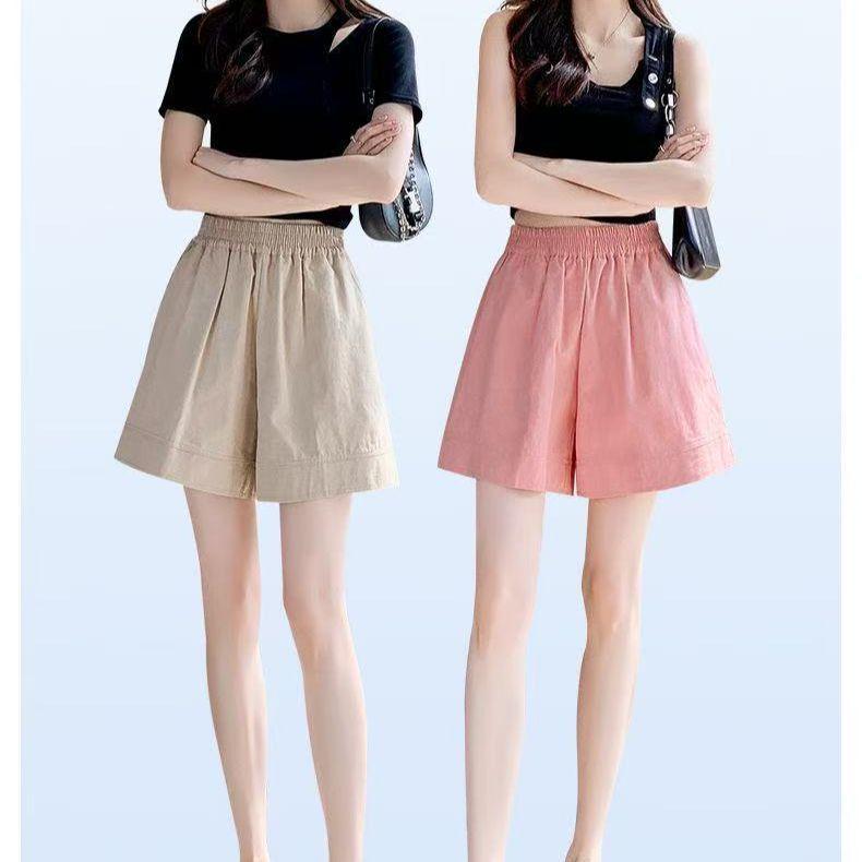 Women's High Waist Cotton Shorts - Summer Korean Style, Casual, Loose, Slimming, Wide Leg, Five-Point Pants