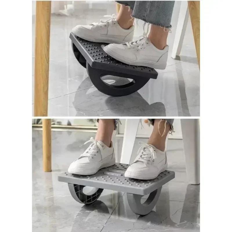 Home/Office Footrest Under Desk Foot Stool Anti-Crossed Legs Semi-Circular Rocking Anti-Slip Massage Roller Footrest