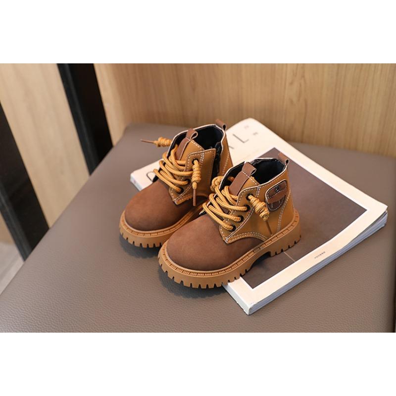 Children's Martin Boots, Girls' Leather Boots, Autumn and Winter Styles, Boys' Short Boots, Autumn Mid To High Top Single Boots