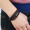 Stainless Steel Clasp Leather Braid Charm Feather Bracelet Fashion Bracelets for Men and Women