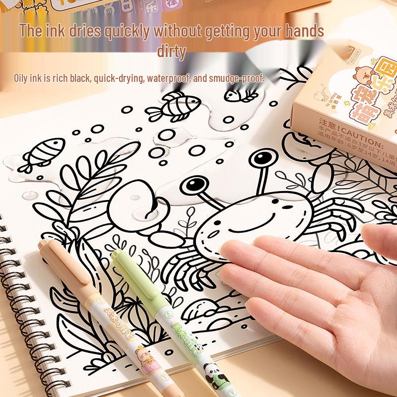 Double-Headed Quick-Dry Black Art Marker for Children's Outlining