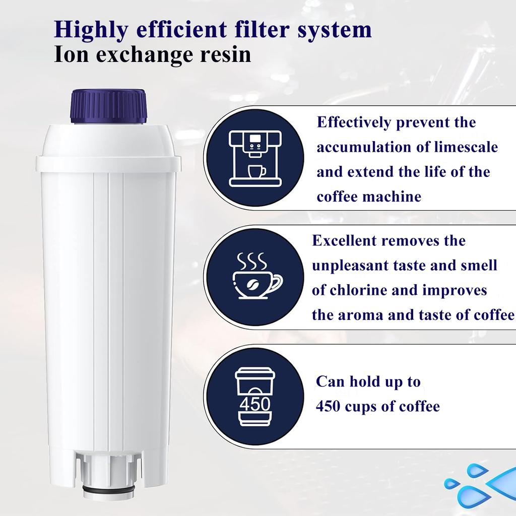 Coffee Machine Filters Replacement for DeLonghi Filter DLSC002 Water Filter Cartridges Activated Carbon Softener 3