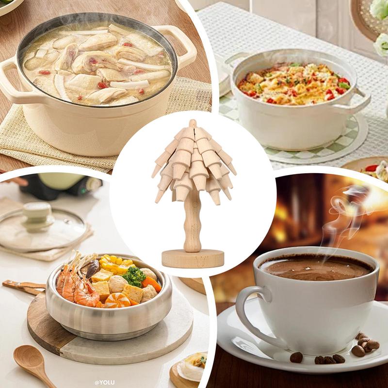 Christmas Wooden Tree Coasters Trivets Decorative Non-Slip Anti Scald Heat Resistant Table Mat Coaster Wood Placemats Pot