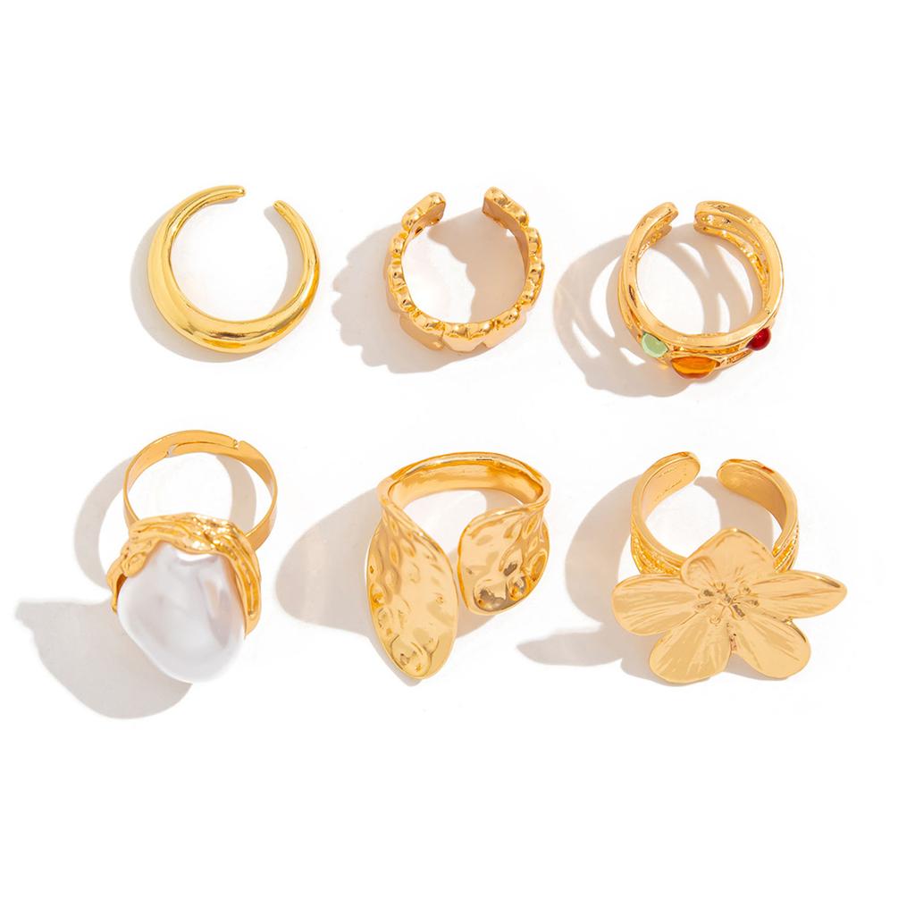 Adjustable Flower Rings Set With Imitation Pearls Accent for Women Elegant Charm And Statement Jewelry Statement Pieces