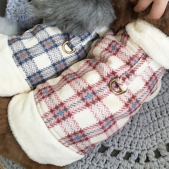 Haustierkleidung, auffällige, modische Haustierweste mit Karomuster, weicher, bequemer, warmer Wintermantel für Katzen und Hunde für kaltes Wetter