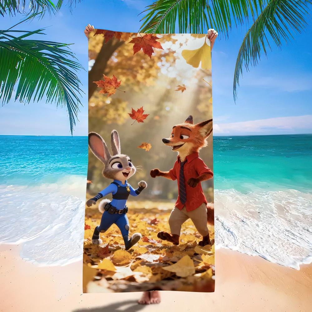 Zootopia Beach Towel Microfiber Bath Towel Kids Cartoon Week Judy Nick Quick Dry Towel