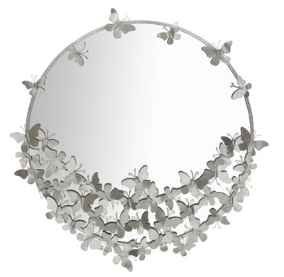 Wall Mirror Butterfly Round Silver Cm Ø 91X3X94