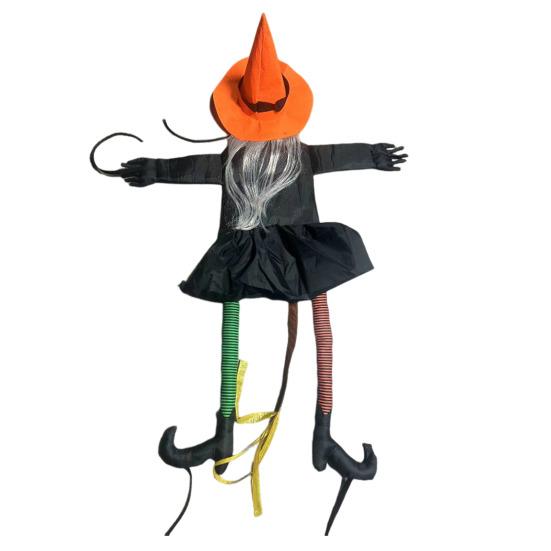Halloween Witch Statue Large Crashing Witch Into Tree Decoration Outdoor Flying Witch Hitting Tree Decor for Front Porch Fence Garden Yard