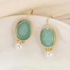 Huitan Elegant Women Drop Earrings Simulated Pearl Fresh Style Wedding Party Accessories Gold Color Daily Versatile Jewelry