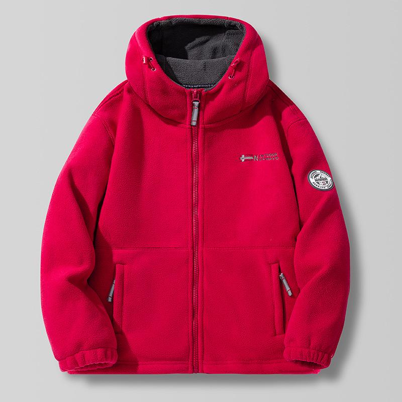 Unisex Sherpa Fleece Hooded Jacket: Warm, Thick, Casual Fashion for Autumn & Winter.