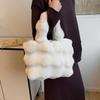 Dames Pluizige Schoudertassen Winter Top-Handvat Handtas Pluche Tote Bag Effen Kleur Commuter Veelzijdige Handtas CLE