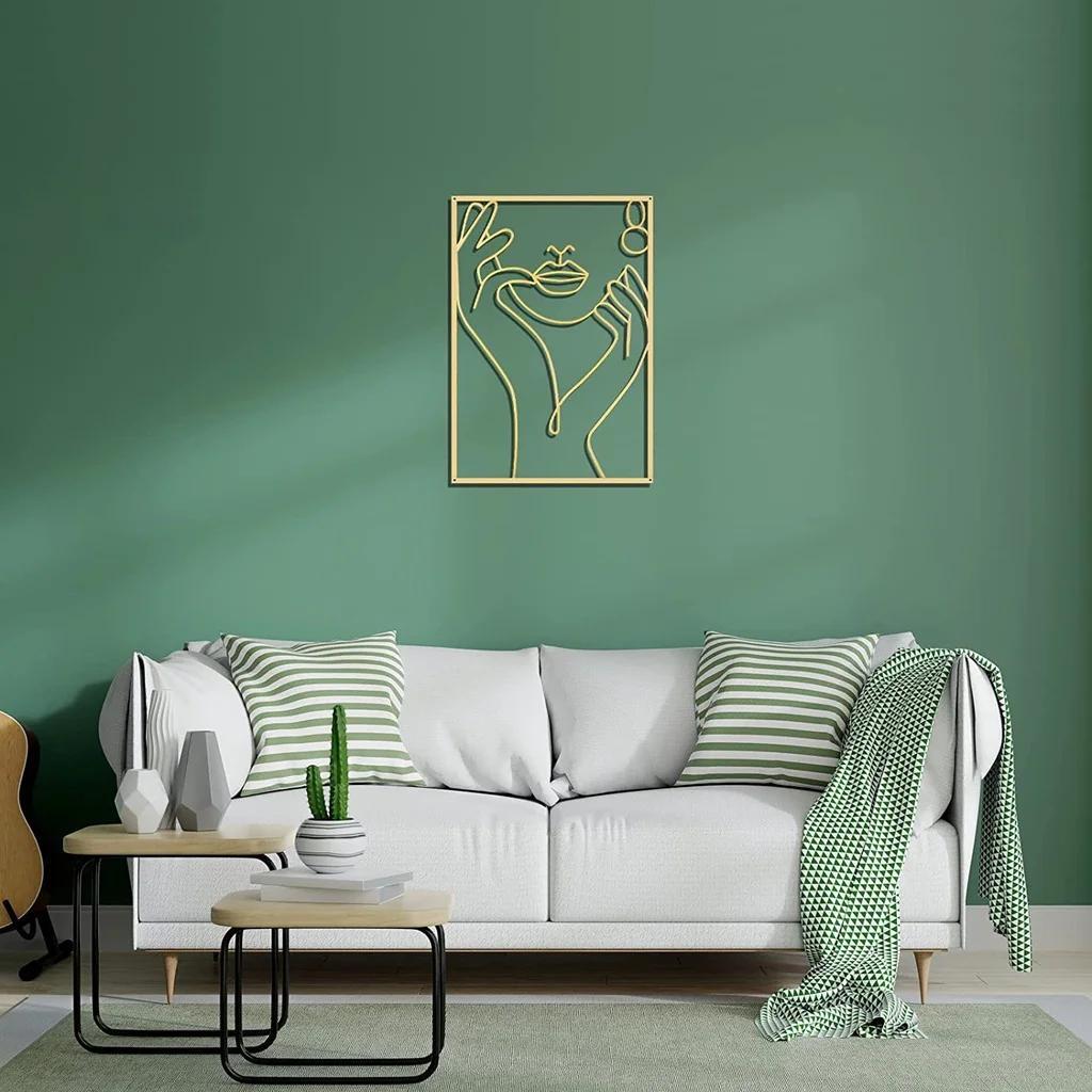 Modern Minimalist Abstract Metal Wall Art Female Silhouette Linework Home Decor