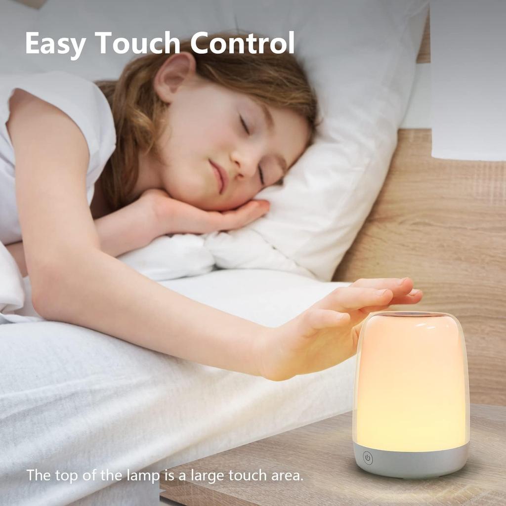 Nursery Night Light for Kids, Baby Night Light with Dimmable Warm Light, 5 Color Changing Light, USB Rechargeable Bedside Night Light Lamp for