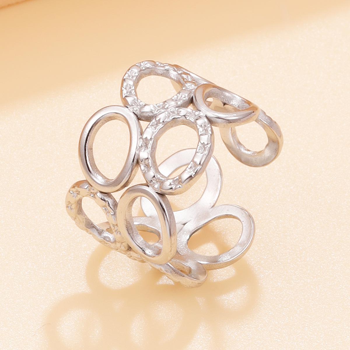 Women s Retro Hollow Geometric Oval Ring with Smooth Asymmetrical Design - Non-fading Jewelry