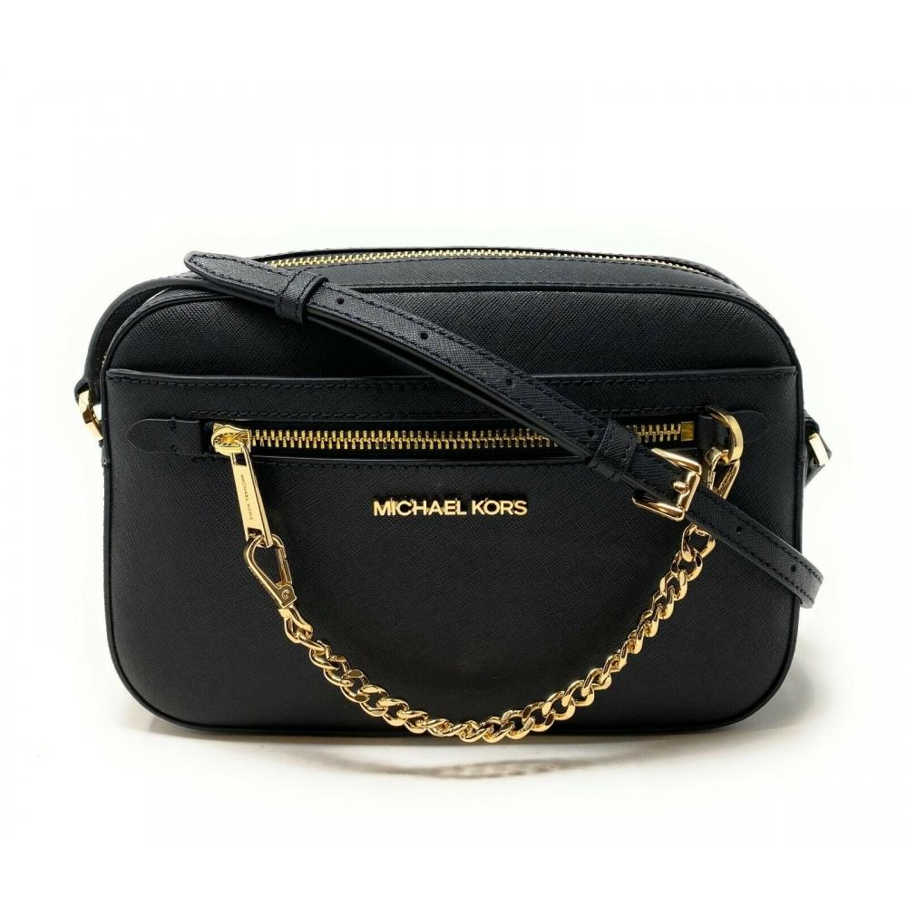 

Michael Kors MICHAEL KORS Jet Set Сумка через плечо из сафьяновой кожи черное золото