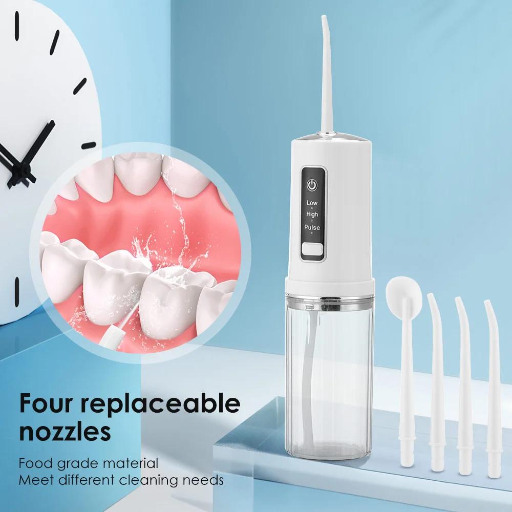 

Oral Irrigator +4 Jets 3 Mode USB Rechargeable Water Flosser Portable Dental Water Jet Waterproof Irrigator Dental Teeth Cleaner