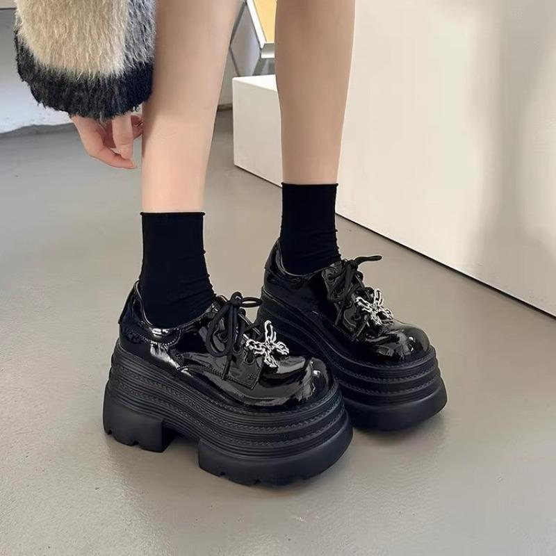 Fashion Small Leather Shoes Women's Spring New Butterfly Bow Super High Heels Simple Comfortable Versatile  Thick Soled Shoes