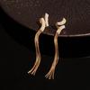 1 Pair of Luxurious Snake Tassel Pendant Earrings for Women, Gold Long Tassel Earrings, Fashionable Party Women's Aesthetic Jewelry