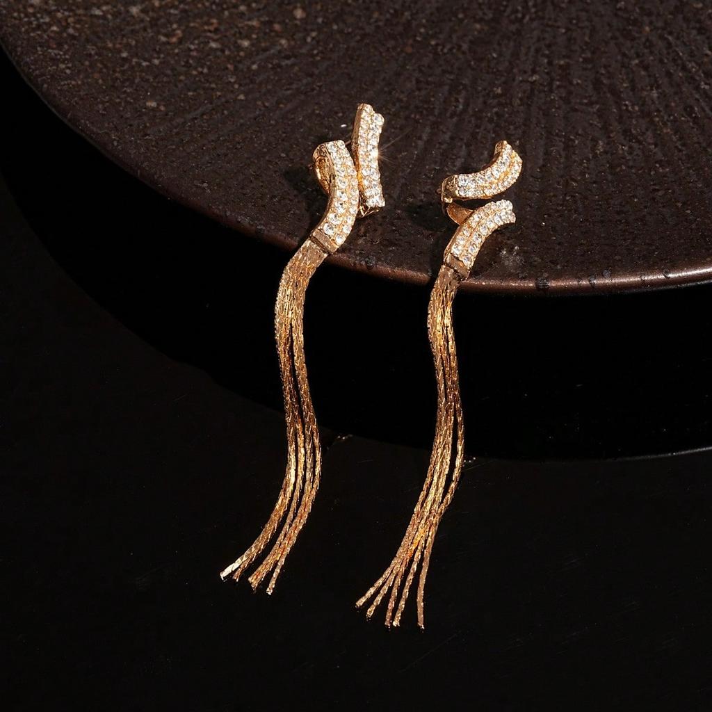 1 Pair of Luxurious Snake Tassel Pendant Earrings for Women, Gold Long Tassel Earrings, Fashionable Party Women's Aesthetic Jewelry