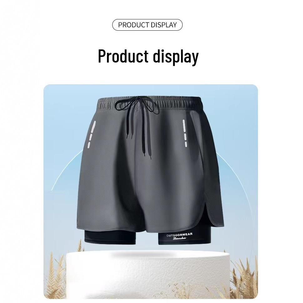 Men’s Quick-Drying Swim Trunks with Double-Layer Anti-Embarrassment Design for Beach and Sports Activities