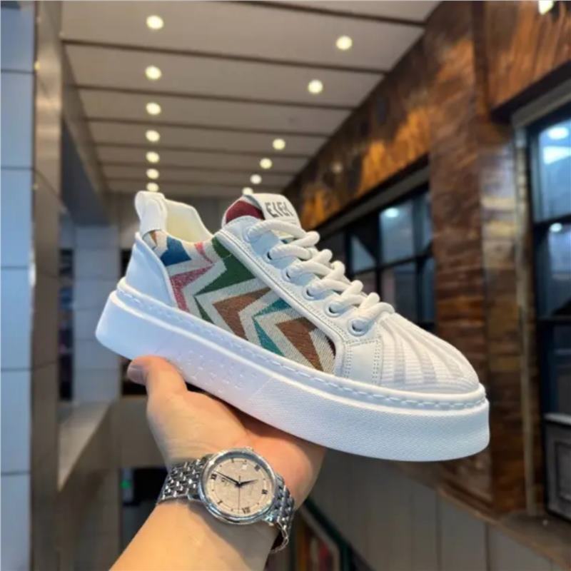 

Spring new shell head board shoes breathable cloth comfortable thick sole color matching ec 38 leather shoe size белый