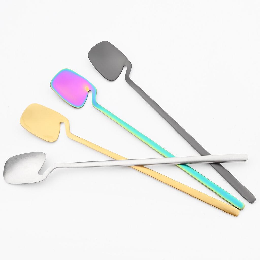 2dílné příbory z nerezové oceli 304 naběračka na zmrzlinu dlouhá lžíce kávová lžička příbory matné barevné medové lžičky nádobí kuchyňské doplňky