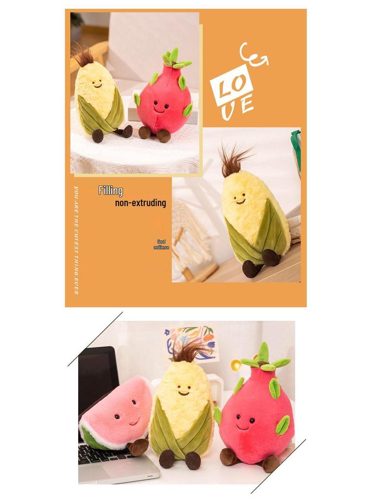 Cute Fruit Series: Watermelon, Dragon Fruit, Corn Soft Plush Ornaments - Cozy Dolls & Gifts for Kids