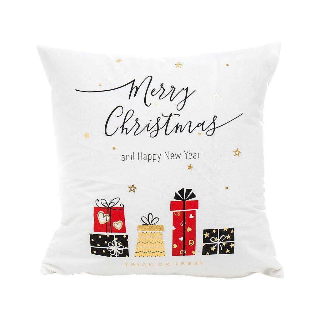 Christmas Atmosphere Bronzing Craftsmanship Festive Feel Pillow Cover Fabric Soft and Comfortable Home Sofa Pillow Bedside Cushion