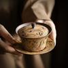 150ml Renkli Çamur Kapaklı Kase Dunhuang Yağlı Boya Gaiwan El Yapımı Çay Kasesi Vintage Çay Makinesi Cha Kung Fu Çay Takımı Dekorasyonu