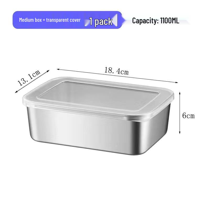 Cutie de depozitare alimente din oțel inoxidabil cu capac - Tavă pentru prosoape și recipient pătrat sigur pentru frigider