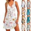 Women's Casual Sundress With Pockets Summer Boho Beach Dress T-Shirts Dress V Neck Loose Tank Dresses